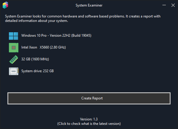 System Examiner Screenshot - Main Screen